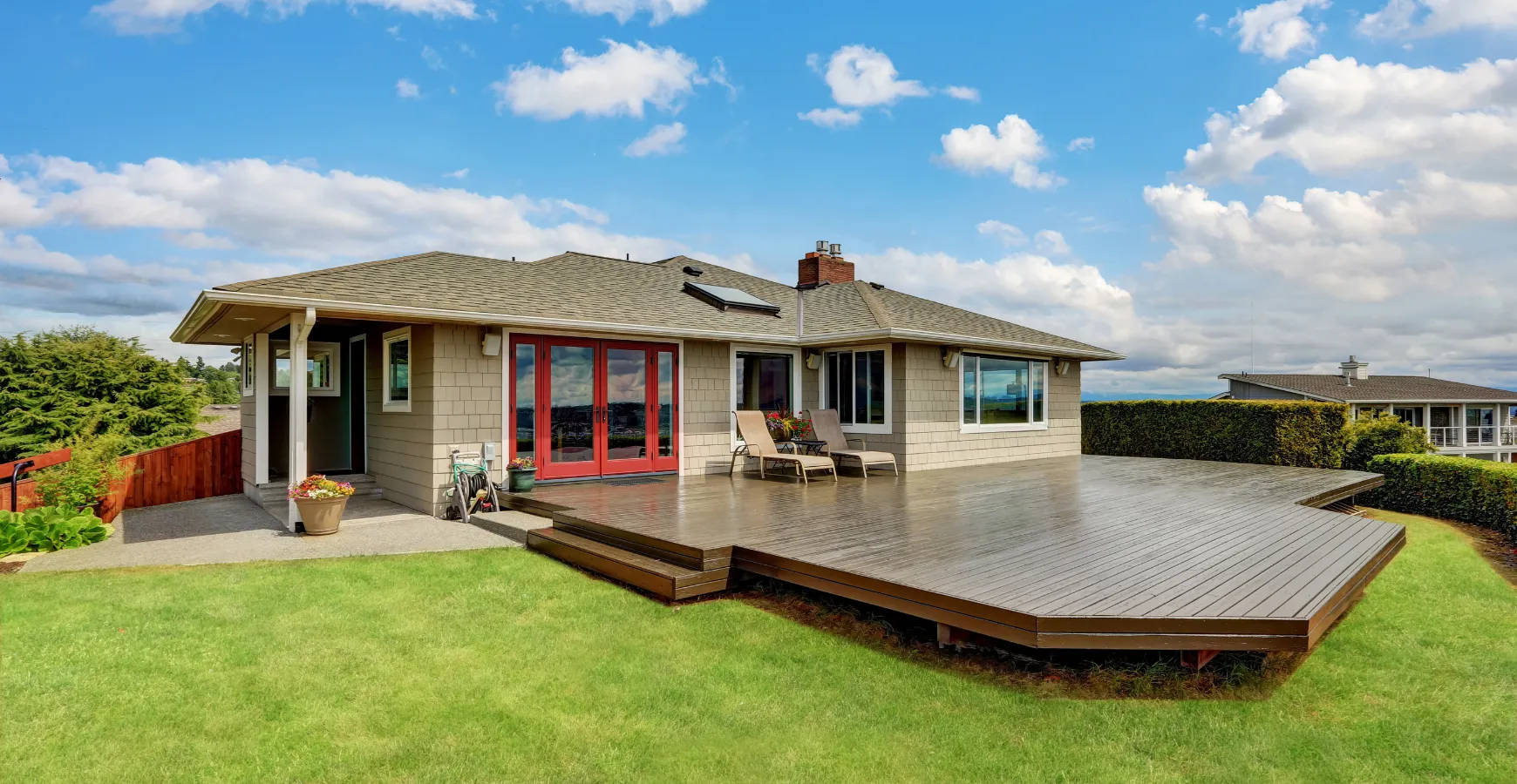 Luxury backyard guest house ADU in Los Angeles CA with deck and outdoor living space