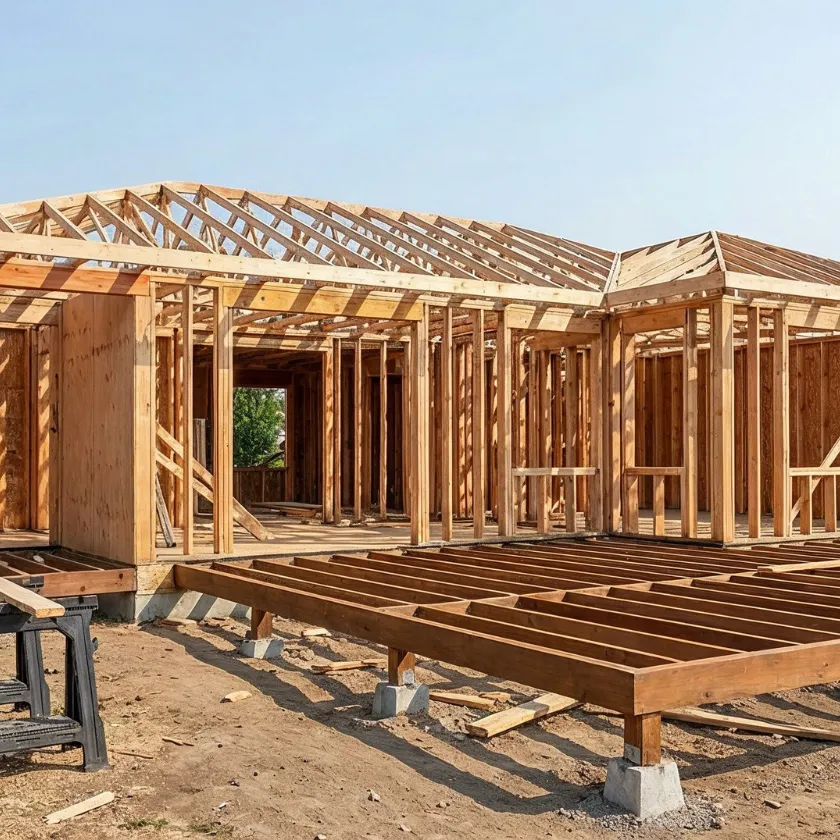 Wood framing construction for ADU builders in Los Angeles CA residential project in progress