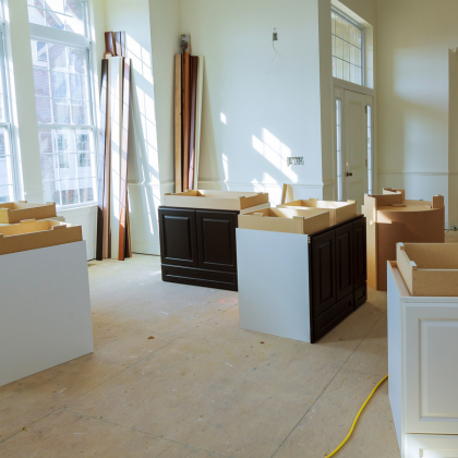 Kitchen cabinet installation during ADU remodeling project – Best ADU LA